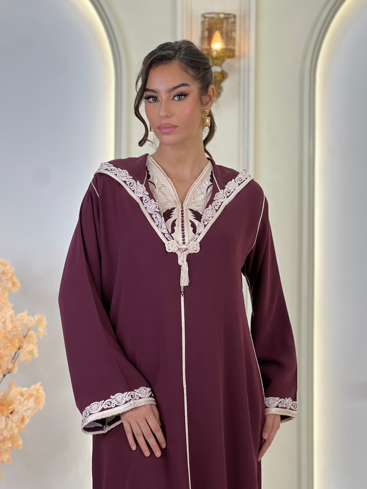 Jellaba Solivana, djellaba marocaine en crêpe – vue 8 | Kaftan Elegance
