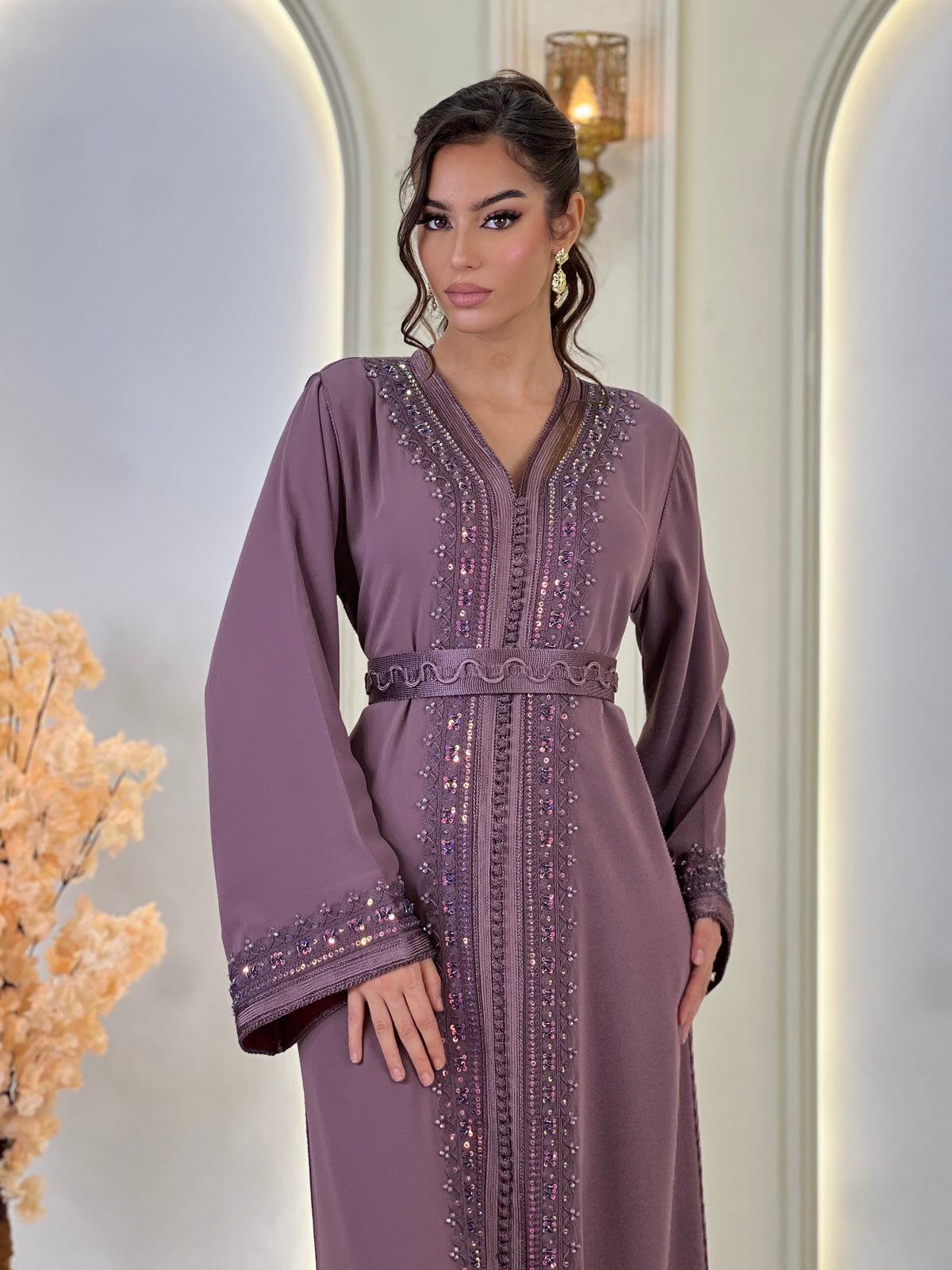 Kaftan Afnan, caftán marroquí de crepé – vista 4 | Kaftan Elegance