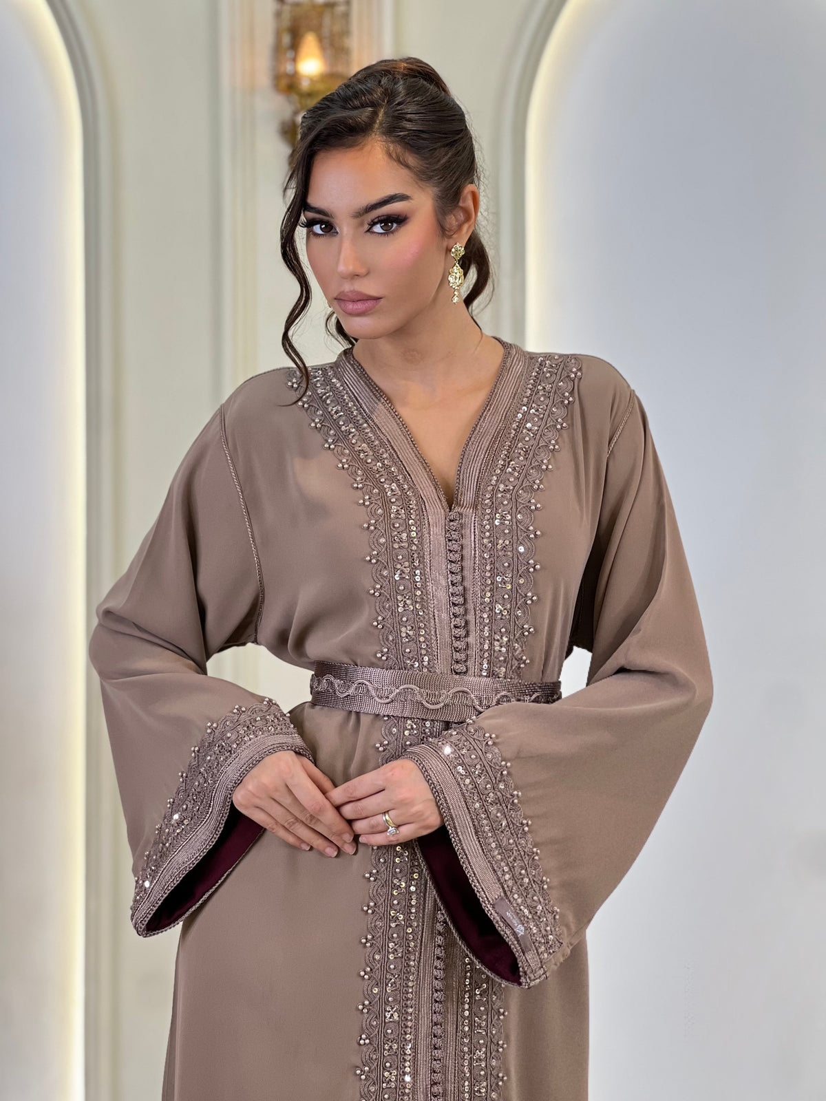 Kaftan Afnan, caftán marroquí de crepé – vista 5 | Kaftan Elegance