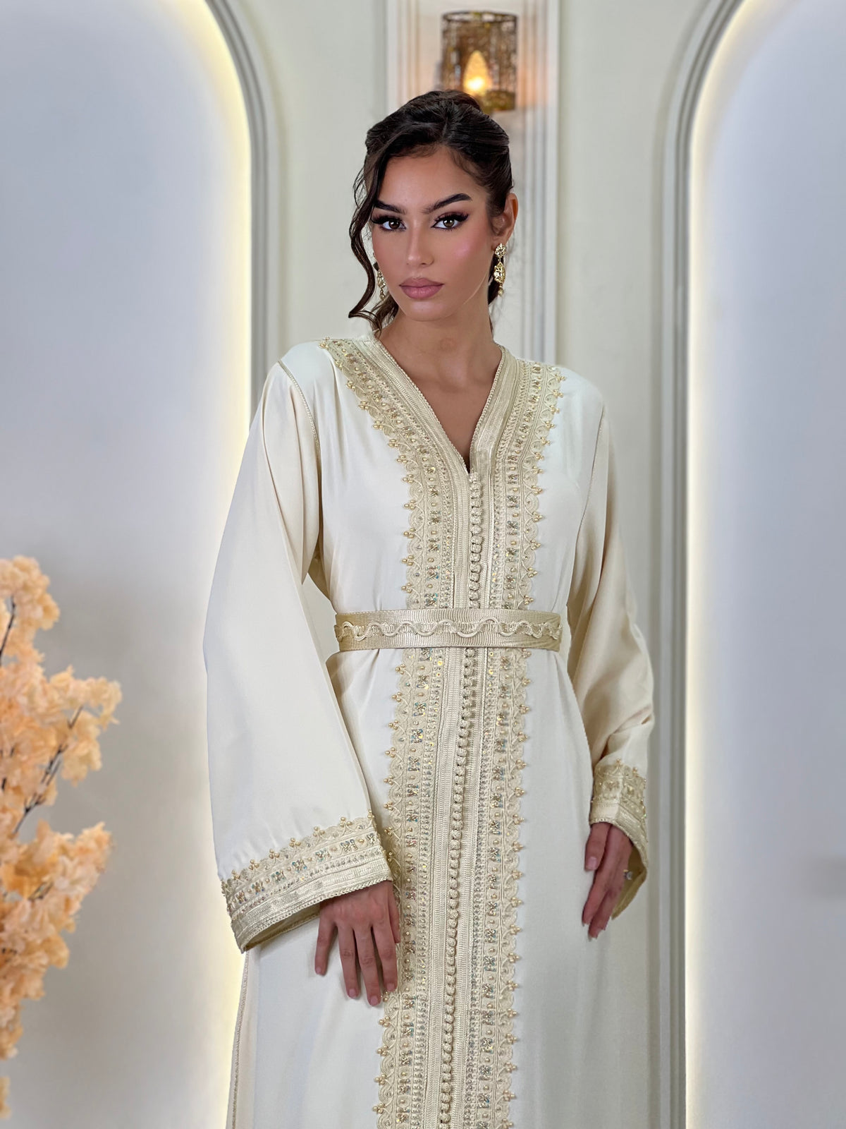 Kaftan Afnan, caftán marroquí de crepé – vista 8 | Kaftan Elegance