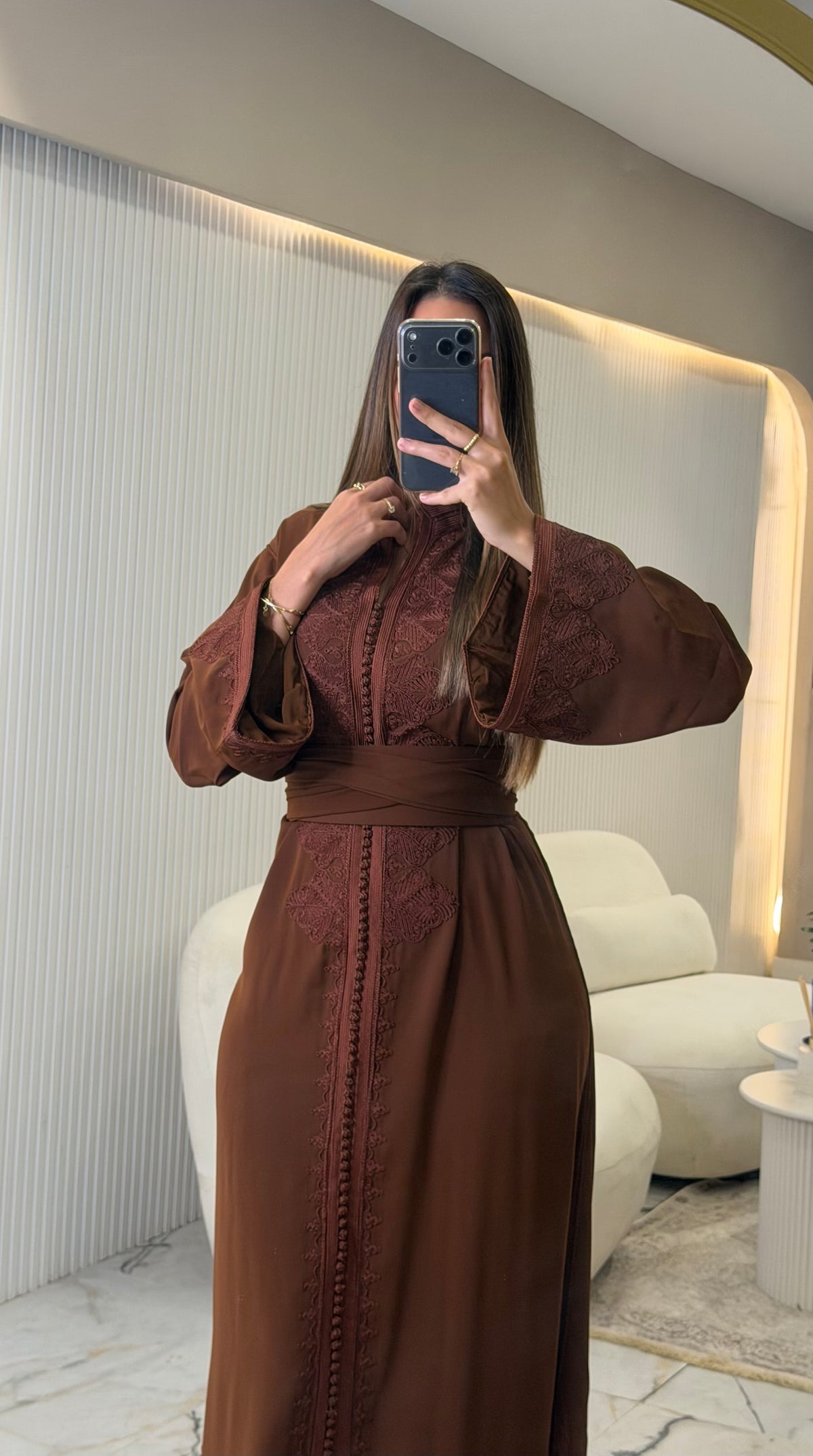 Caftan Hind, caftán marroquí de crepé – vista 64 | Kaftan Elegance