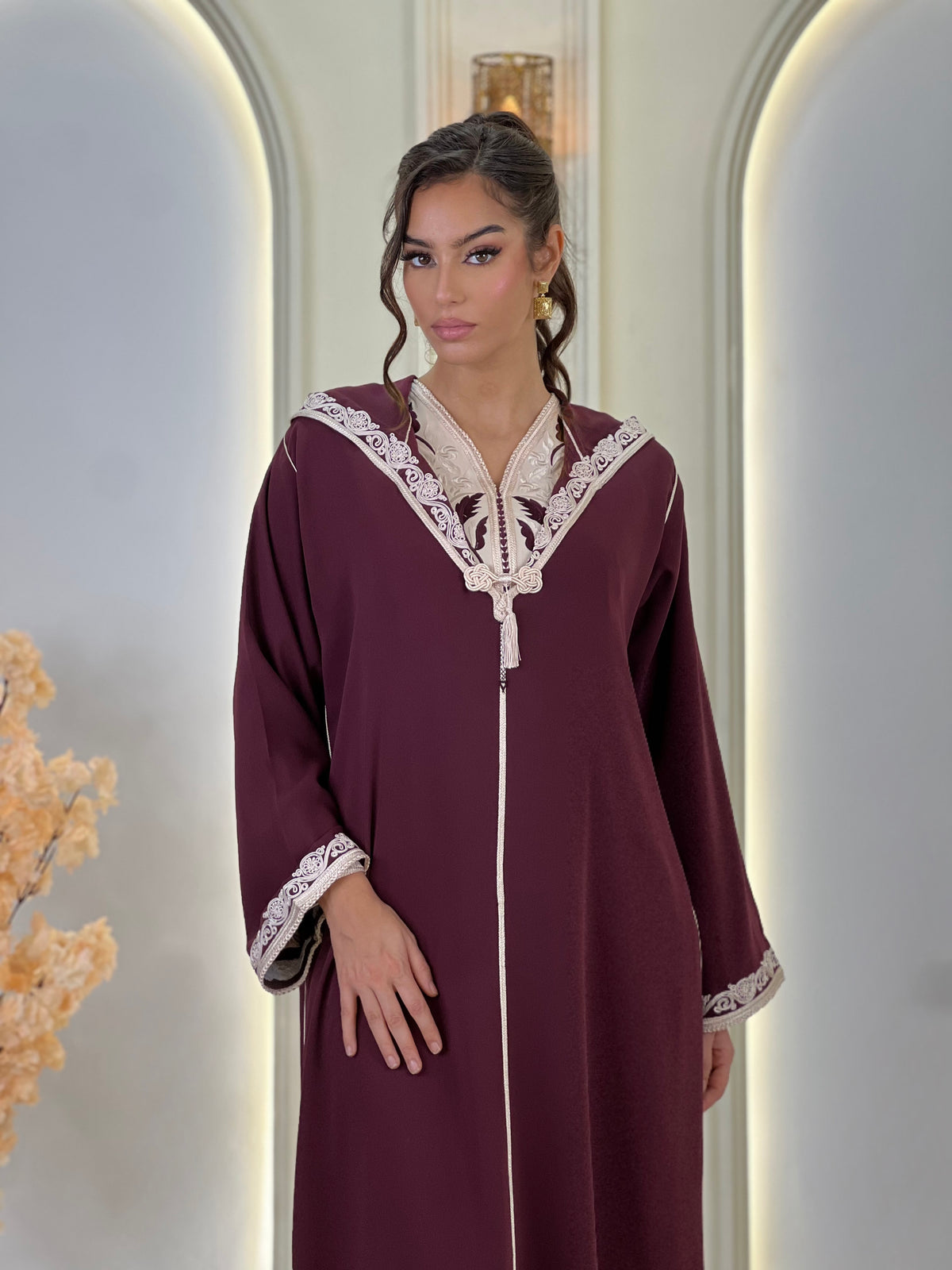Jellaba Solivana, djellaba marocaine en crêpe – vue 10 | Kaftan Elegance