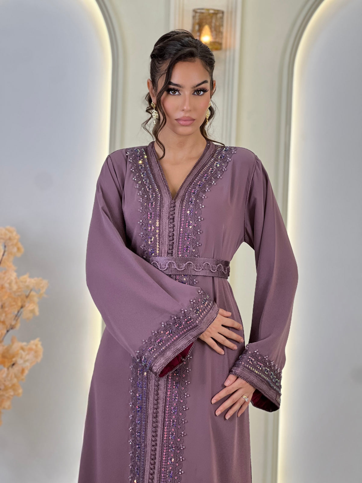 Kaftan Afnan, caftán marroquí de crepé – vista 11 | Kaftan Elegance