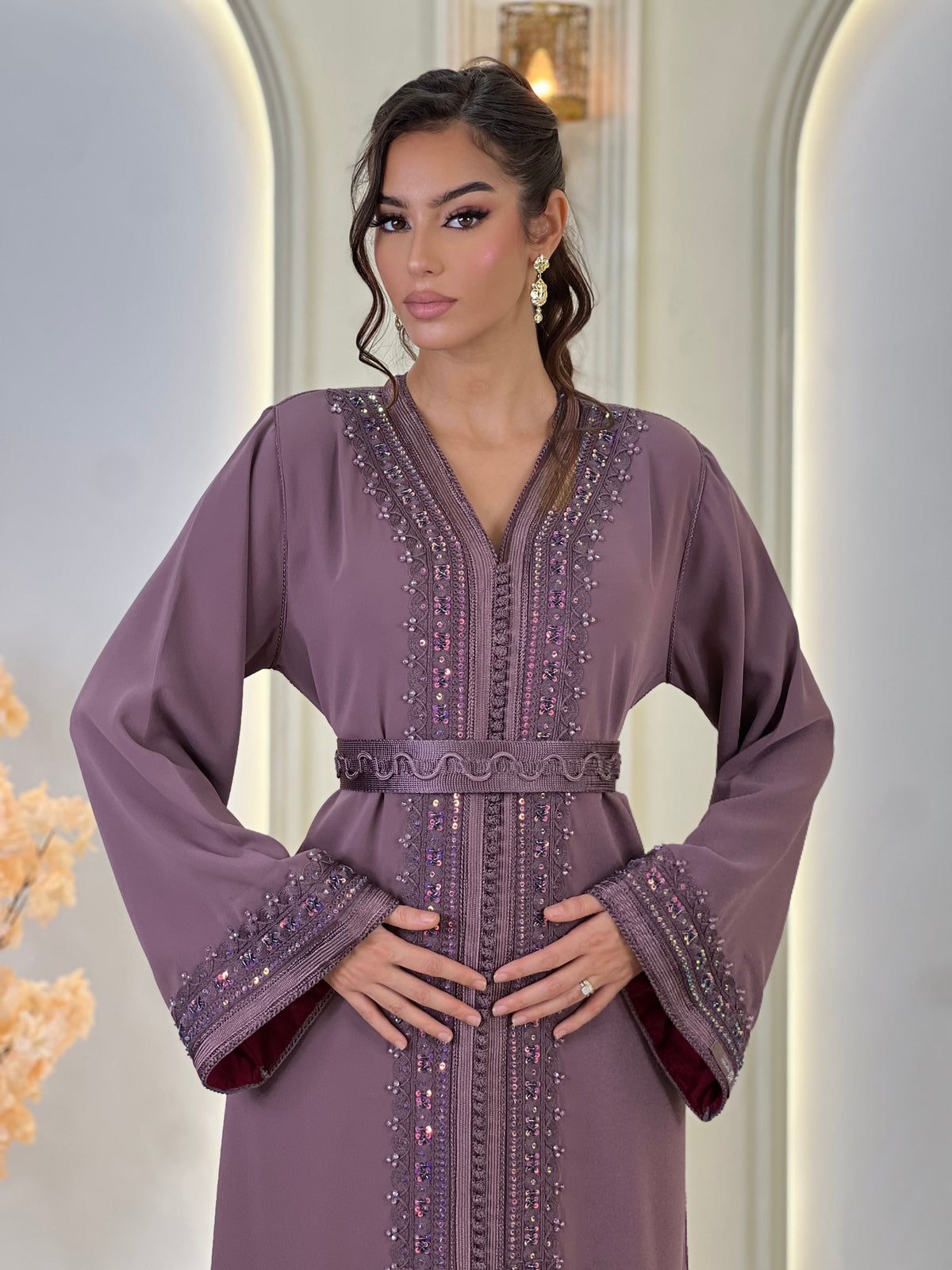 Kaftan Afnan, caftán marroquí de crepé – vista 13 | Kaftan Elegance