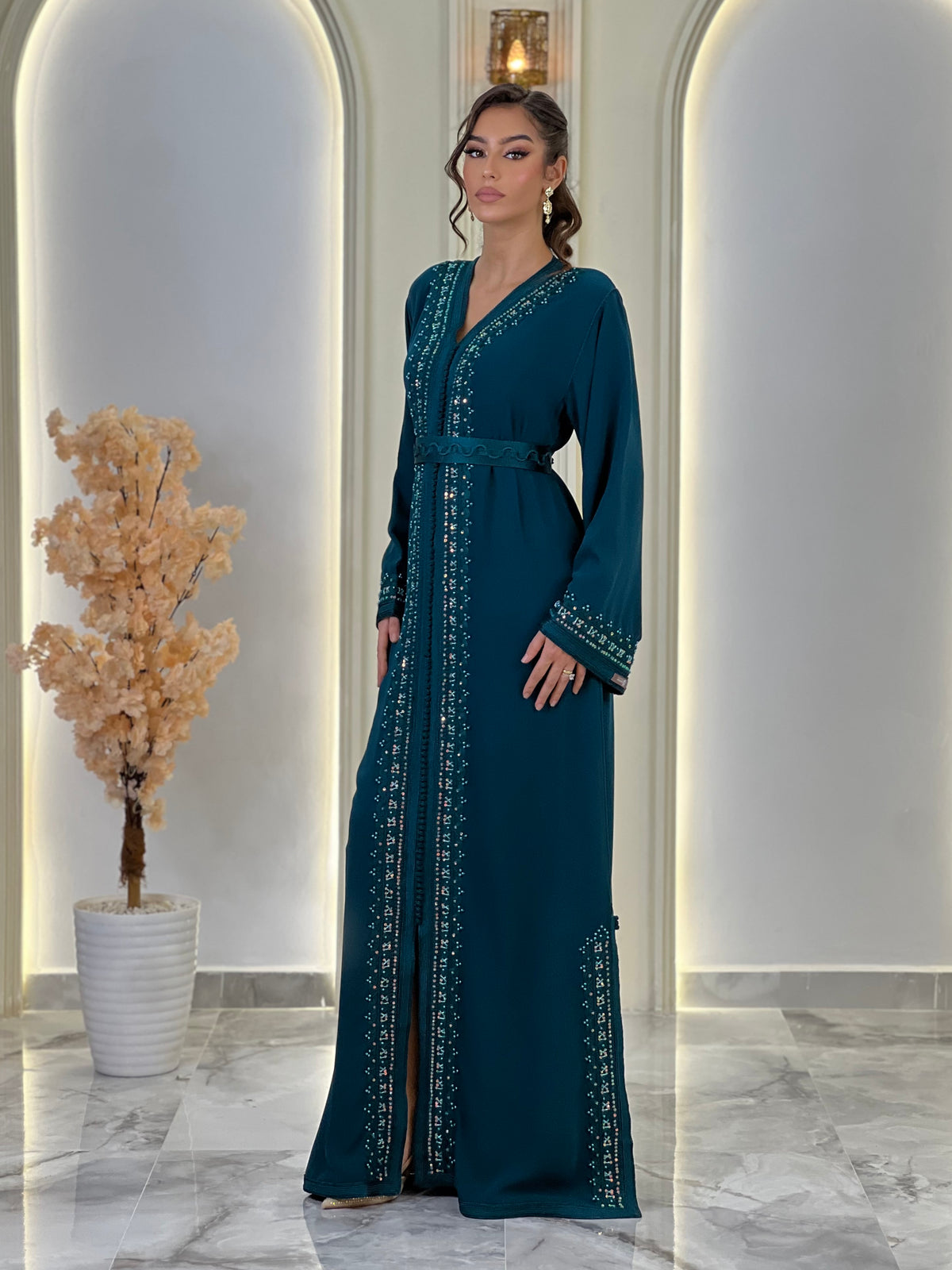 Kaftan Afnan, caftán marroquí de crepé – vista 14 | Kaftan Elegance