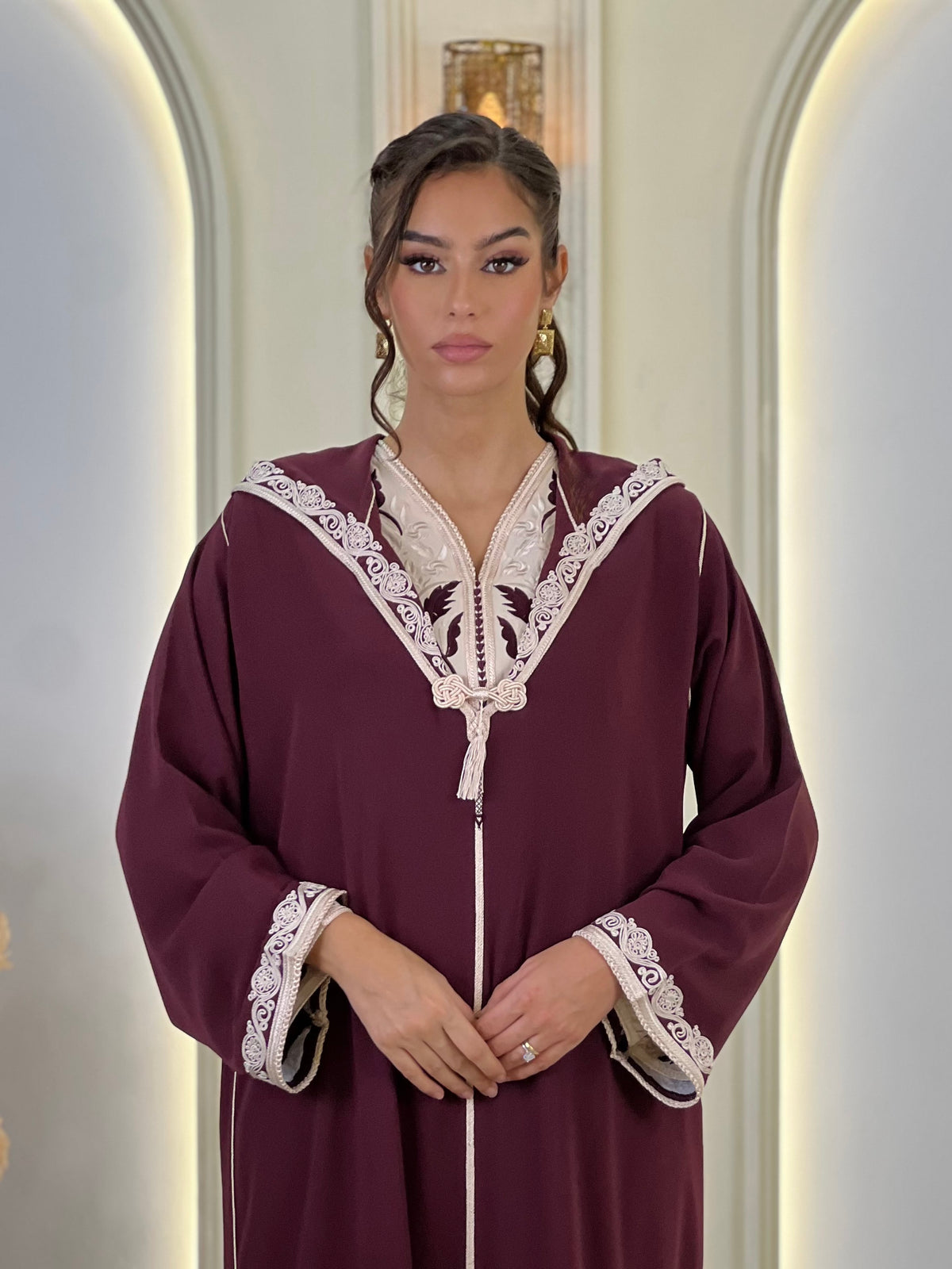 Jellaba Solivana, djellaba marocaine en crêpe | Kaftan Elegance