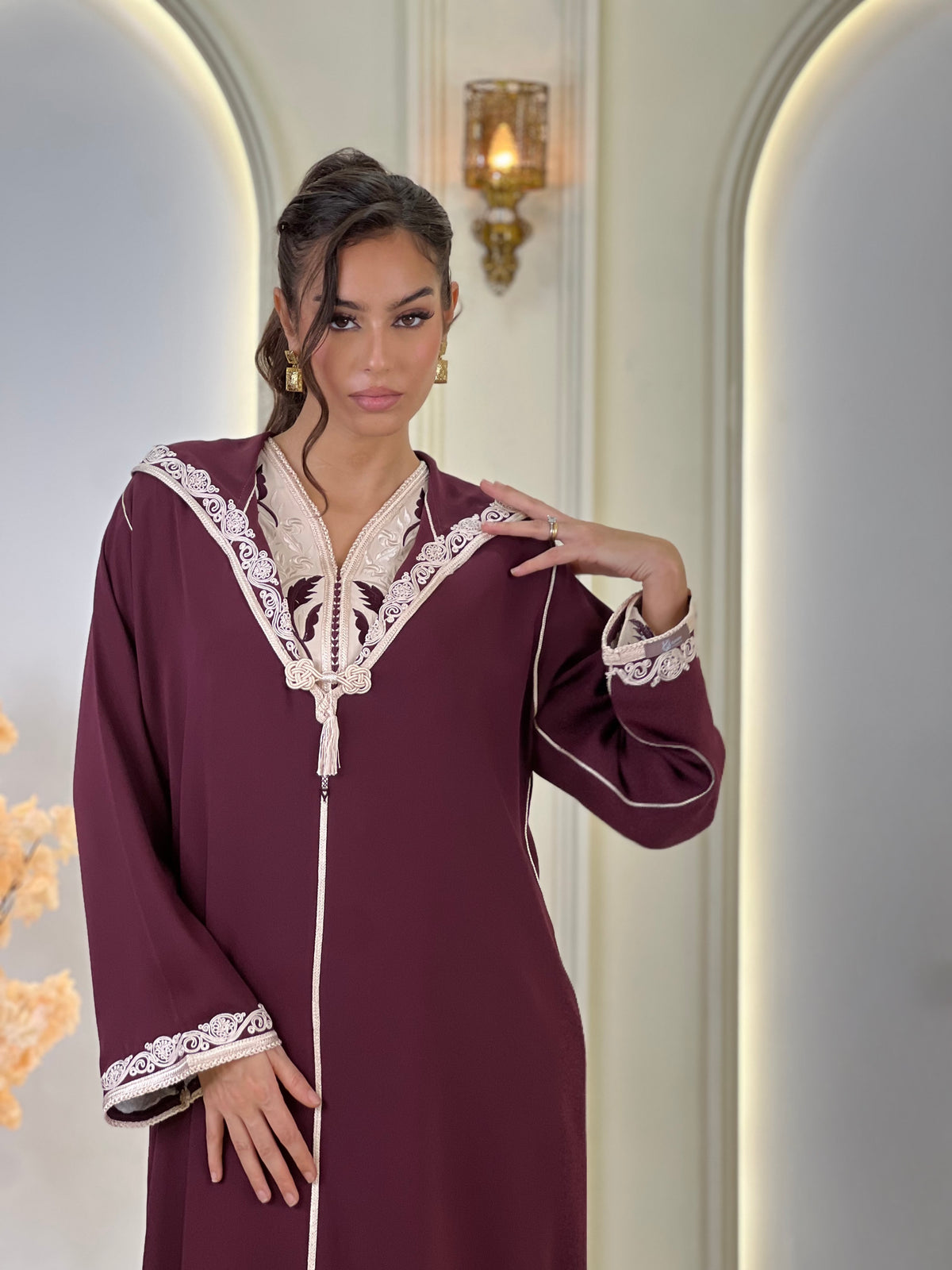 Jellaba Solivana, djellaba marocaine en crêpe – vue 11 | Kaftan Elegance
