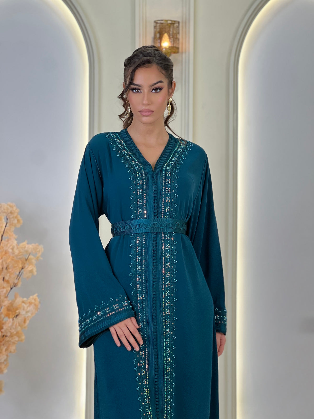 Kaftan Afnan, caftán marroquí de crepé – vista 15 | Kaftan Elegance