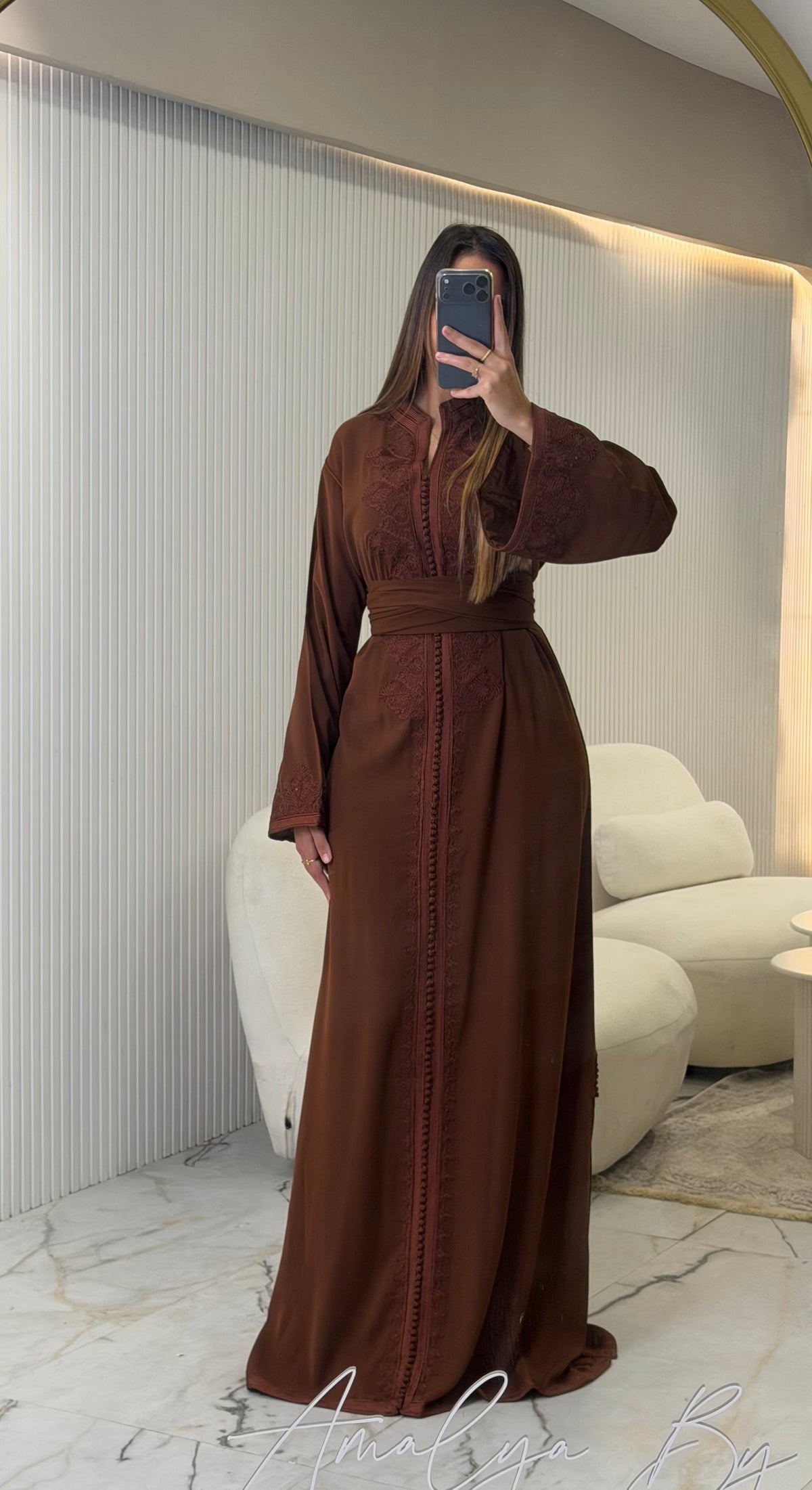 Caftan Hind, caftán marroquí de crepé – vista 65 | Kaftan Elegance